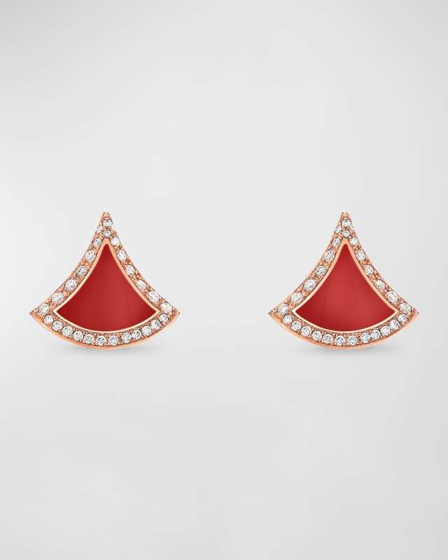 18K Rose Gold Divas' Dream Carnelain Pave Stud Earrings